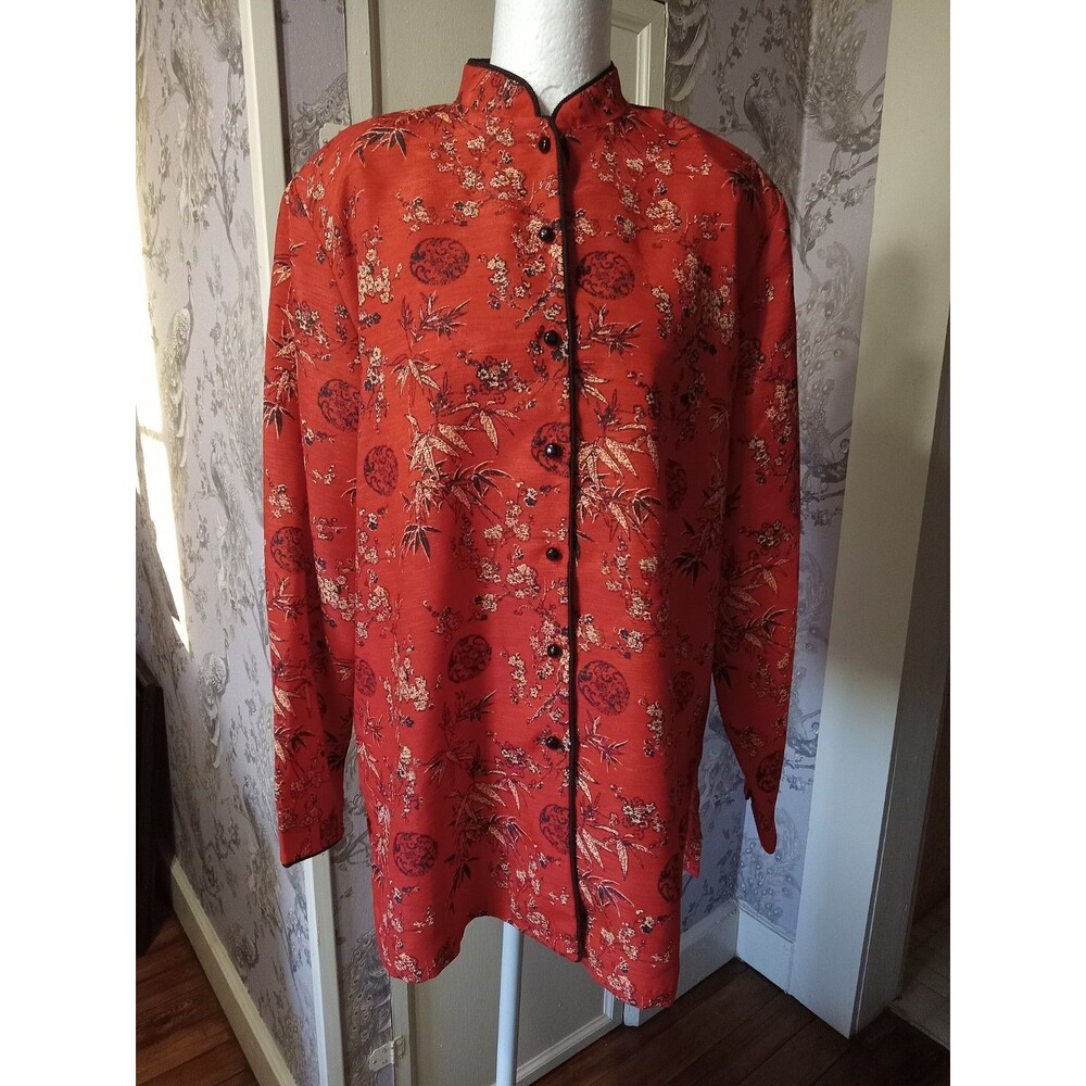The Tog Shop Red/Black Asian Style Blouse 14 NWT - Picture 2 of 16
